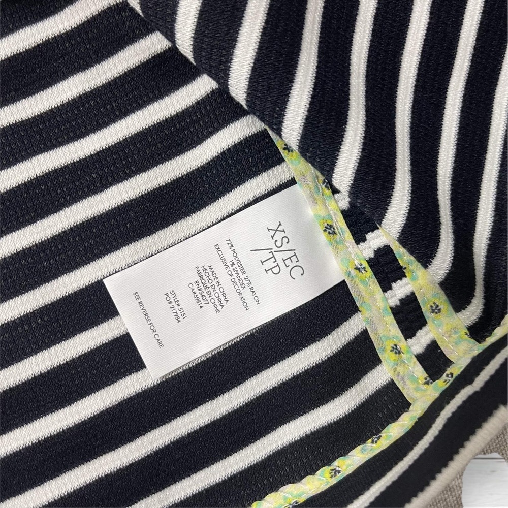 Cabi Women's Navy Blue/White Striped Maritime Trench Coat Size XS - Picture 5 of 8